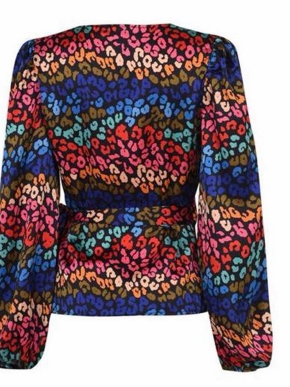 Never Fully Dressed Rainbow Leopard Wrap Top | Size US 14 | Statement Blouse - Picture 3 of 4
